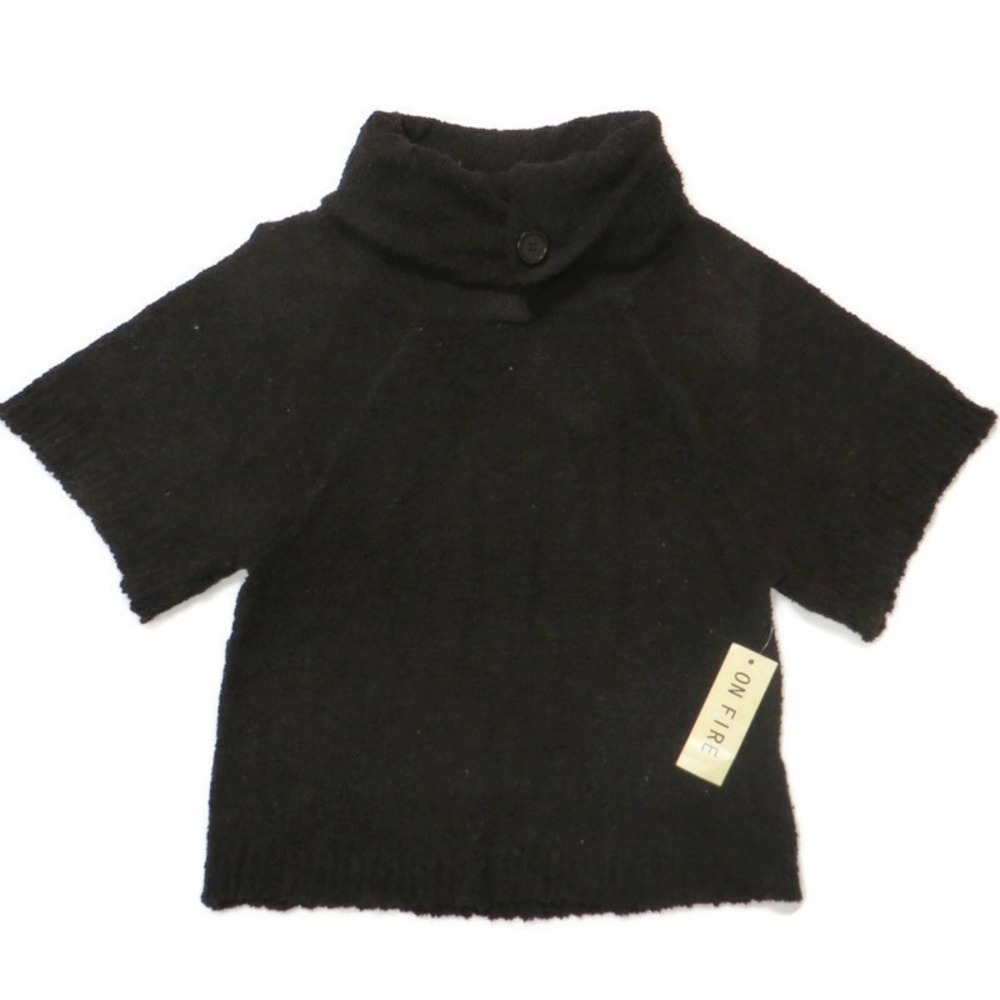 On Fire Turtleneck Sweater Womens Medium Brown Short Sleeve‎ New NWT